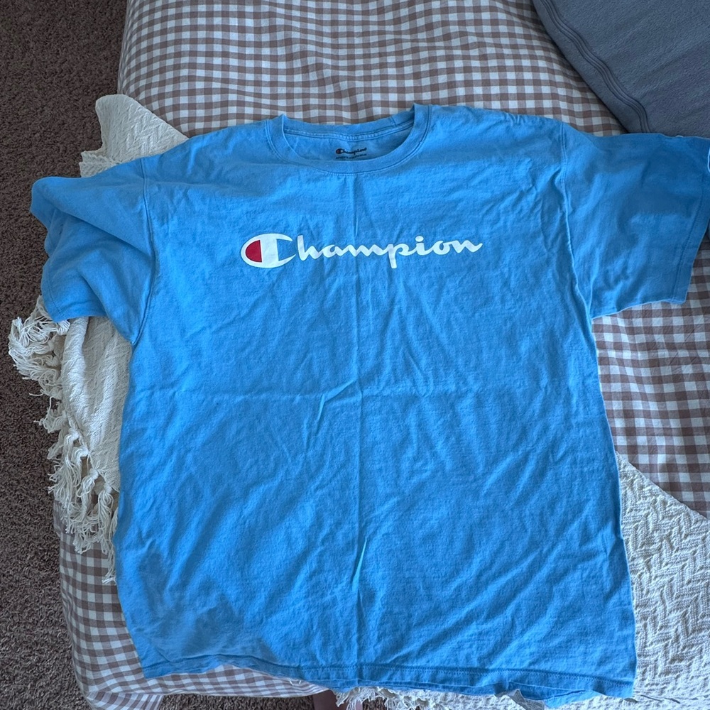 Champion Men's Light Blue Short Sleeve Tee